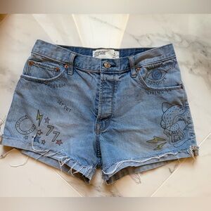 Abercrombie & Fitch Blue Graphic Jean Shorts